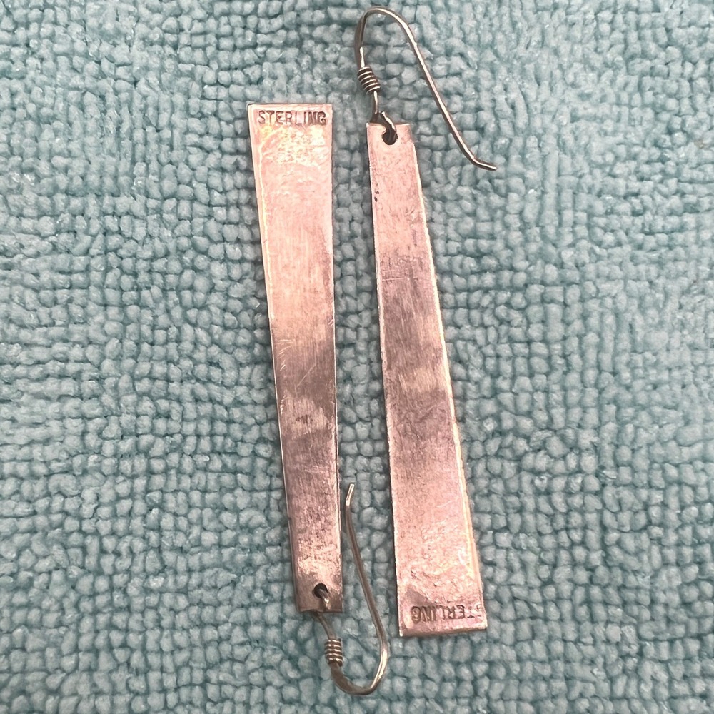 Vintage Sterling Silver Southwestern Earrings Dangle Kokopelli Sprout Symbols - Picture 4 of 9